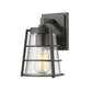 Z-Lite Helix 6" W x 9" H 1-Light Black Aluminum Outdoor Wall Sconce With Clear Seedy Glass Shade