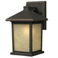 Z-Lite Holbrook 10" 1-Light Oil Rubbed Bronze Outdoor Wall Sconce With Tinted Seedy Glass Shade