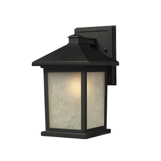 Z-Lite Holbrook 6" 1-Light Black Aluminum Outdoor Wall Sconce With White Seedy Glass Shade