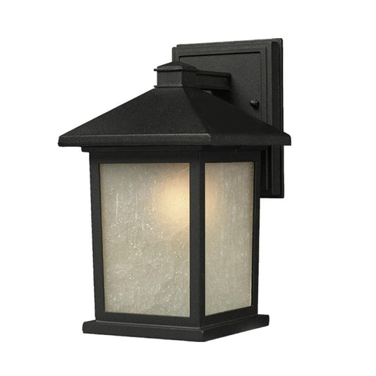Z-Lite Holbrook 8" 1-Light Black Aluminum Outdoor Wall Sconce With White Seedy Glass Shade