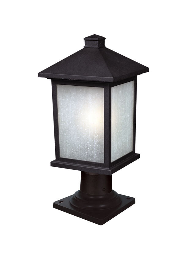 Z-Lite Holbrook 8" 1-Light Black Outdoor Pier Mounted Fixture With White Seedy Glass Shade