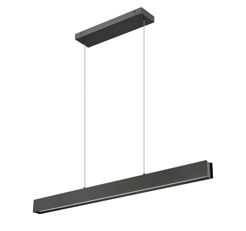 Z-Lite Hudson 45" 1-Light LED Aluminum Matte Black Frame Frosted Plastic Shade Linear Chandelier