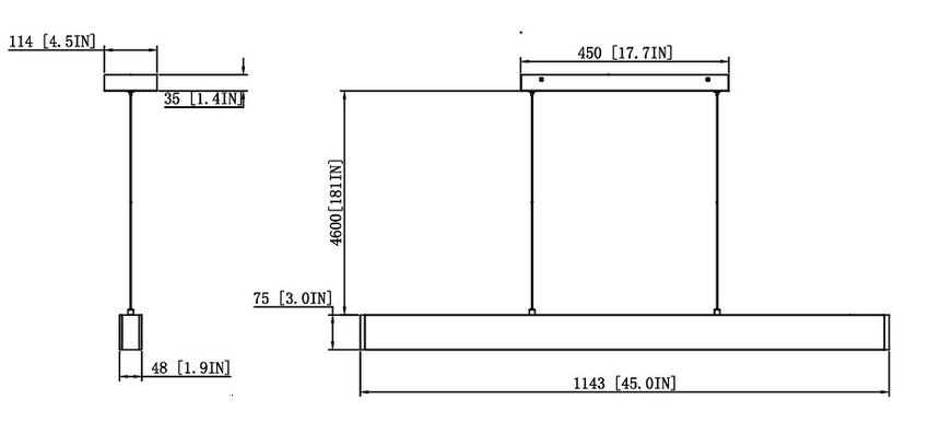 Z-Lite Hudson 45" 1-Light LED Aluminum Matte Black Frame Frosted Plastic Shade Linear Chandelier