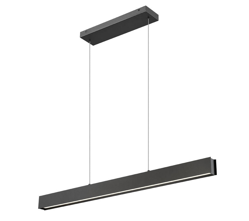Z-Lite Hudson 45" 1-Light LED Aluminum Matte Black Frame Frosted Plastic Shade Linear Chandelier