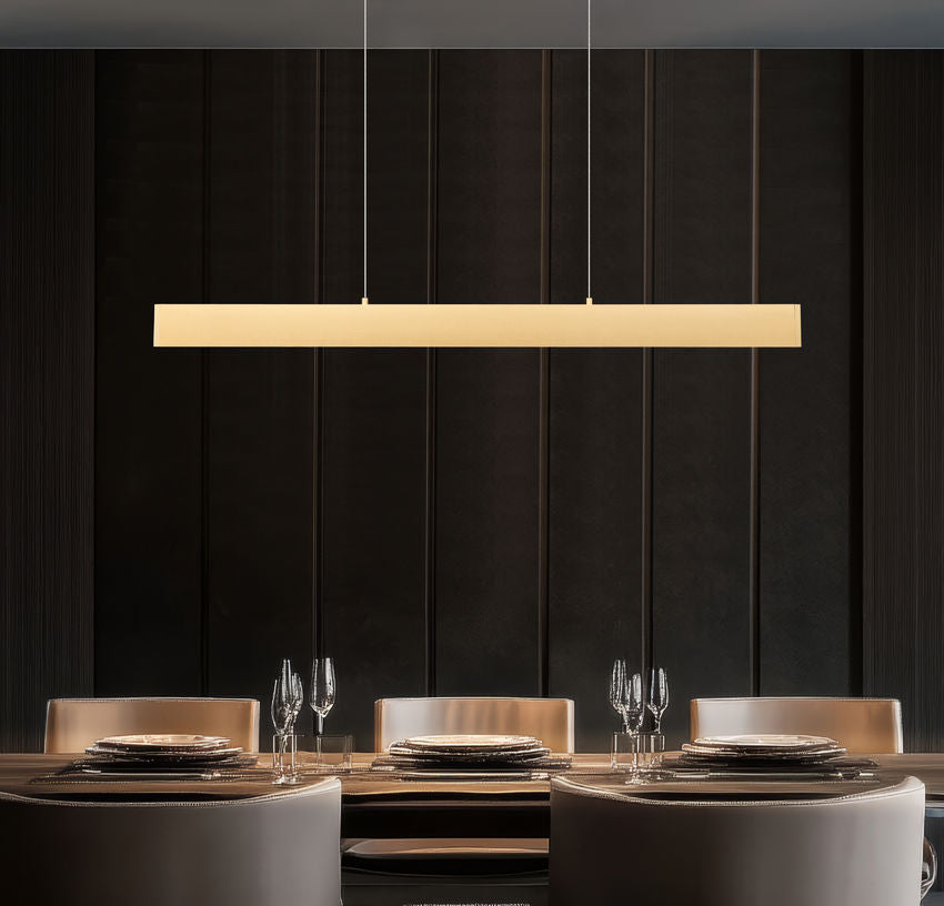 Z-Lite Hudson 45" 1 -Light LED-Integrated Gold Aluminum Frame Frosted Plastic Shade Linear Chandelier