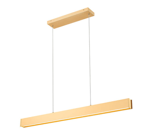 Z-Lite Hudson 45" 1 -Light LED-Integrated Gold Aluminum Frame Frosted Plastic Shade Linear Chandelier