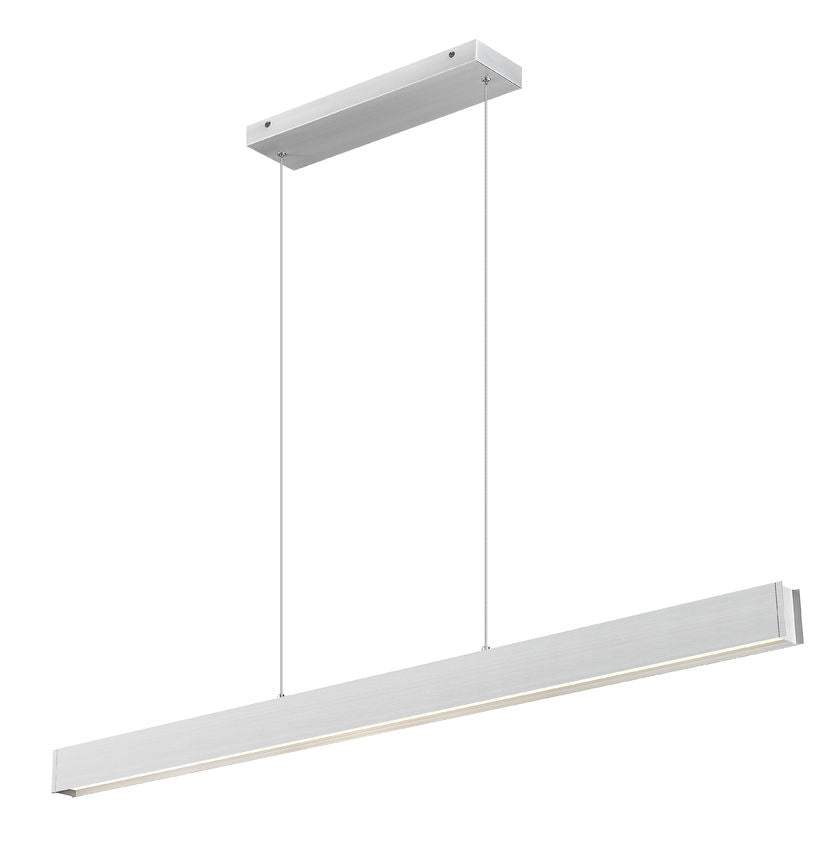 Z-Lite Hudson 55" 1-Light LED Aluminum Brushed Nickel Frame Frosted Plastic Shade Linear Chandelier
