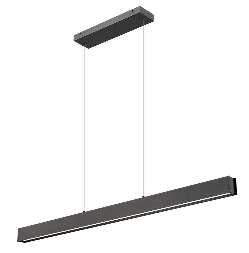 Z-Lite Hudson 55" 1-Light LED Aluminum Matte Black Frame Frosted Plastic Shade Linear Chandelier