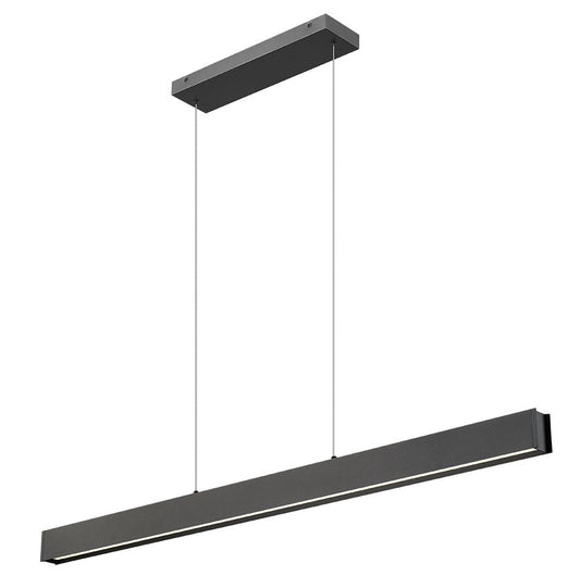 Z-Lite Hudson 55" 1-Light LED Aluminum Matte Black Frame Frosted Plastic Shade Linear Chandelier