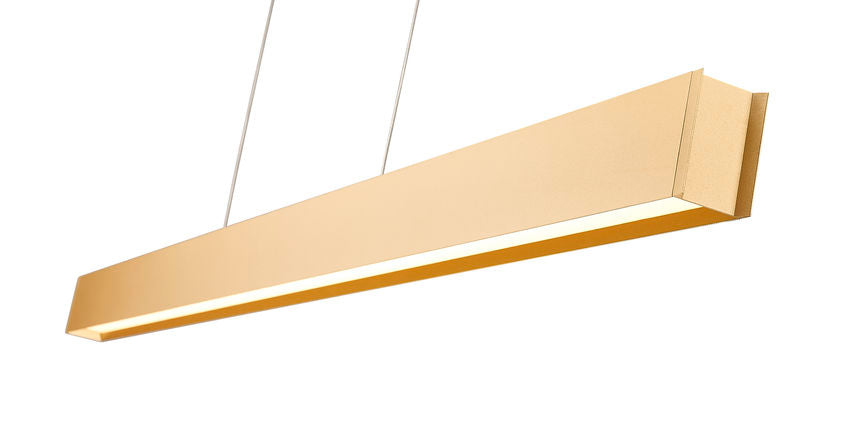 Z-Lite Hudson 55" 1 -Light LED-Integrated Gold Aluminum Frame Frosted Plastic Shade Linear Chandelier