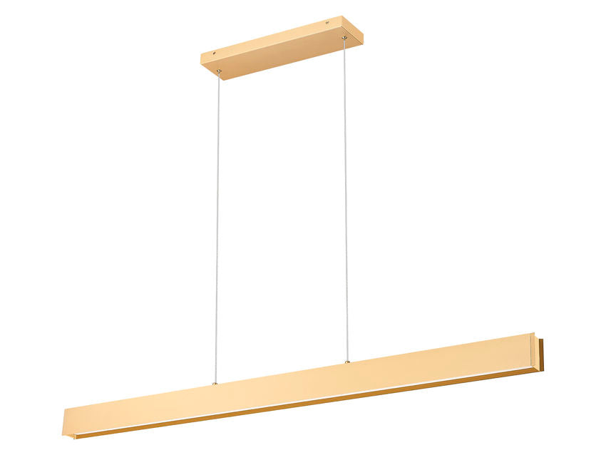 Z-Lite Hudson 55" 1 -Light LED-Integrated Gold Aluminum Frame Frosted Plastic Shade Linear Chandelier