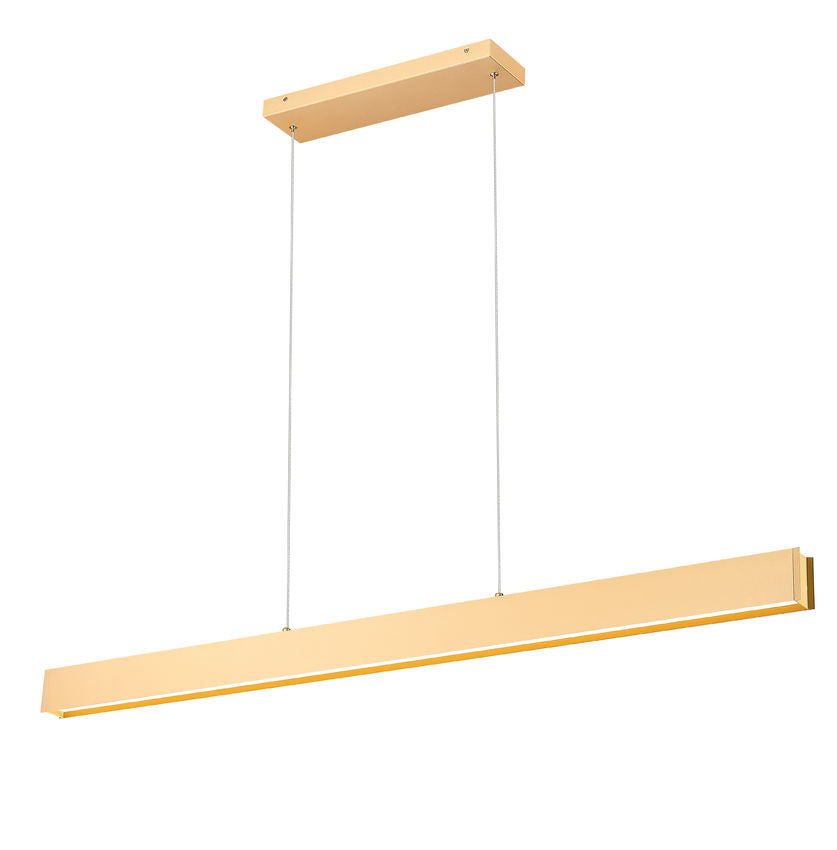 Z-Lite Hudson 55" 1 -Light LED-Integrated Gold Aluminum Frame Frosted Plastic Shade Linear Chandelier