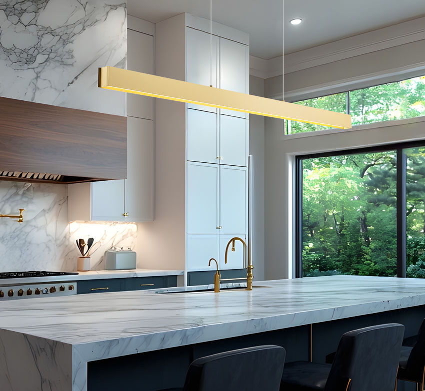 Z-Lite Hudson 72" 1 -Light LED-Integrated Gold Aluminum Frame Frosted Plastic Shade Linear Chandelier