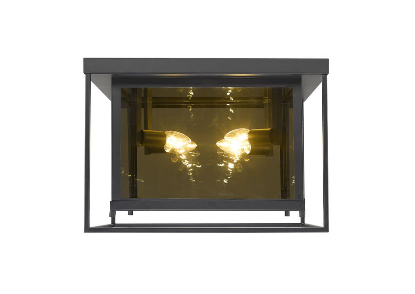 Z-Lite Infinity 16" 4-Light Misty Charcoal Flush Mount Lighting With Smoke Mirror Glass Shade