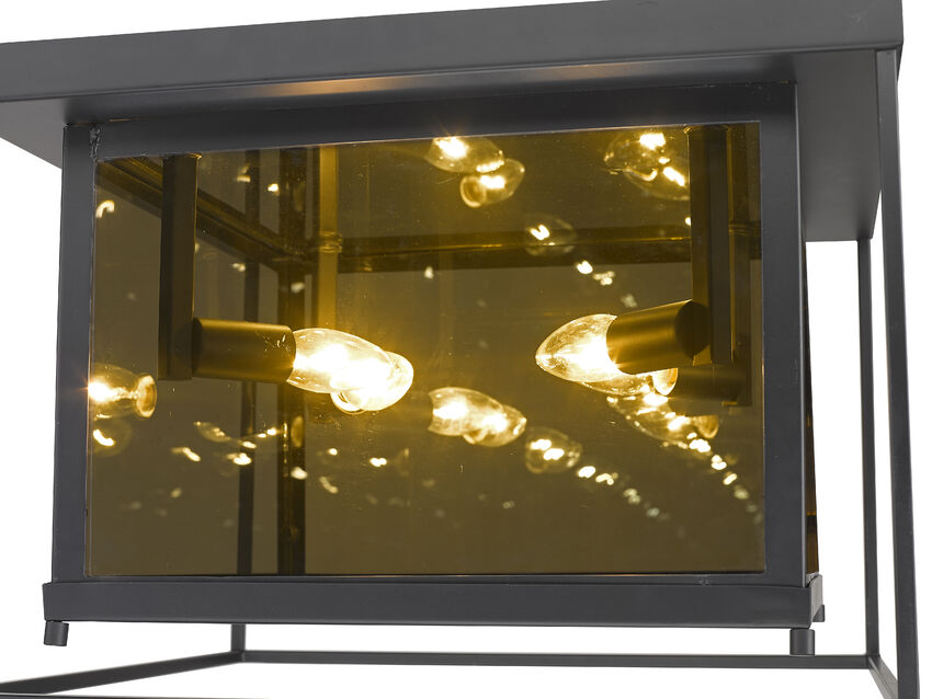 Z-Lite Infinity 16" 4-Light Misty Charcoal Flush Mount Lighting With Smoke Mirror Glass Shade