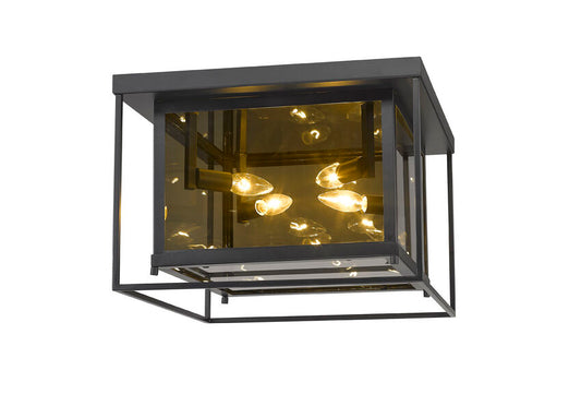 Z-Lite Infinity 16" 4-Light Misty Charcoal Flush Mount Lighting With Smoke Mirror Glass Shade