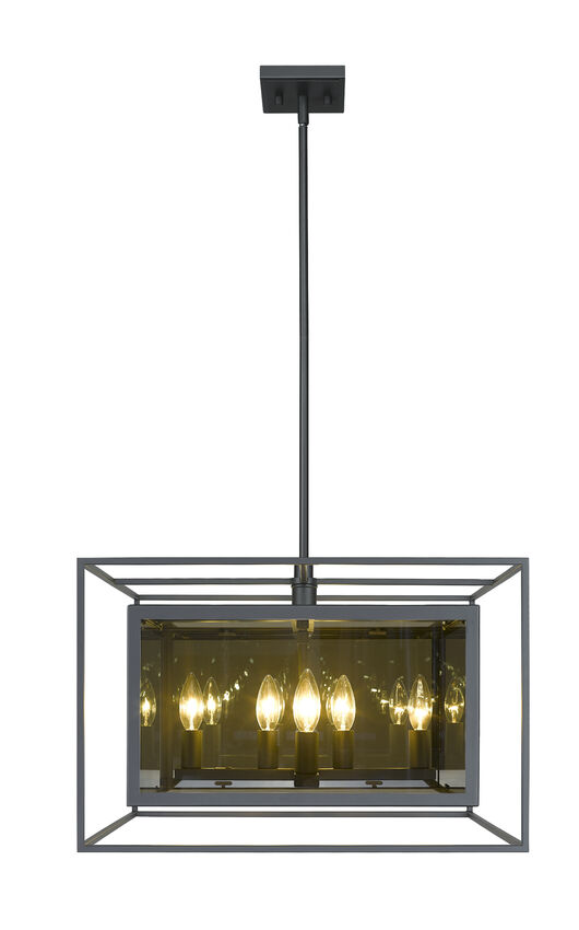 Z-Lite Infinity 20" 8-Light Misty Charcoal Pendant Light With Smoke Mirror Glass Shade