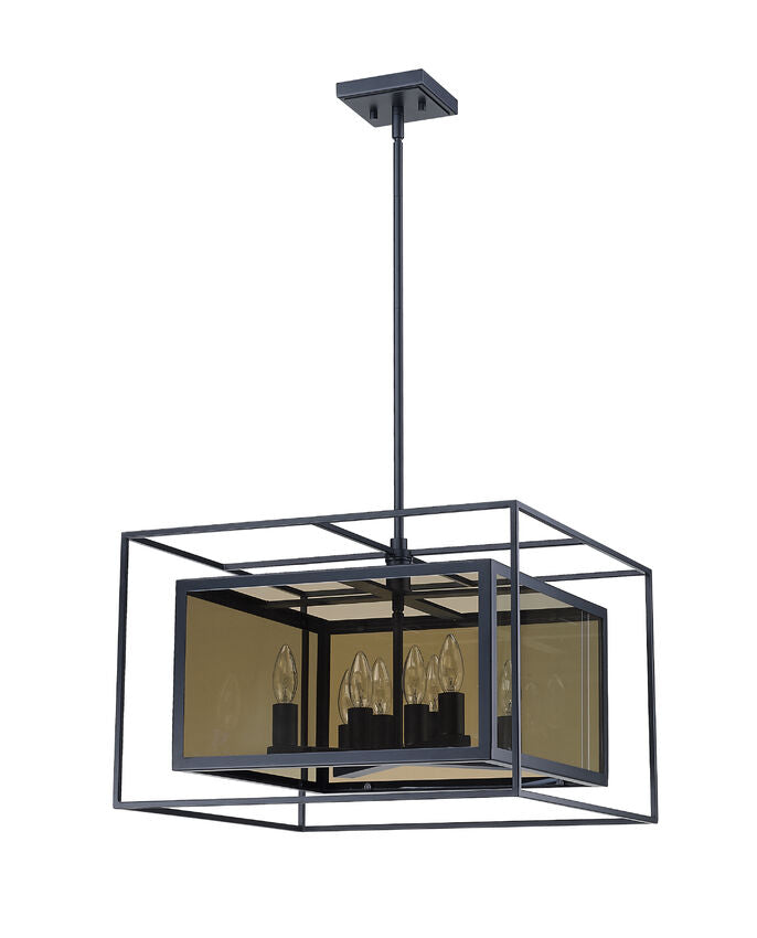 Z-Lite Infinity 20" 8-Light Misty Charcoal Pendant Light With Smoke Mirror Glass Shade