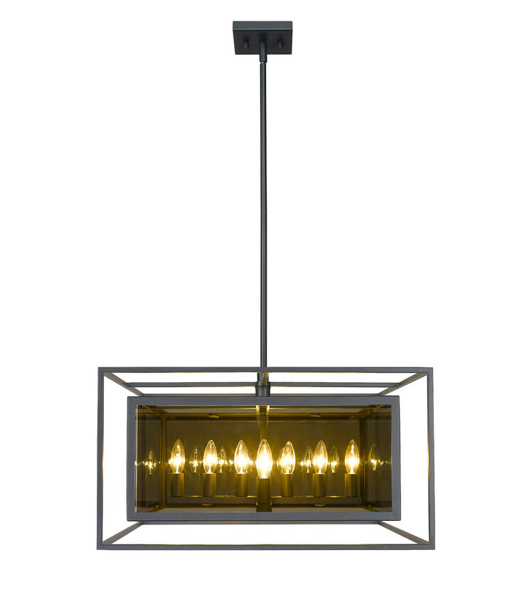 Z-Lite Infinity 24" 12-Light Misty Charcoal Pendant Light With Smoke Mirror Glass Shade