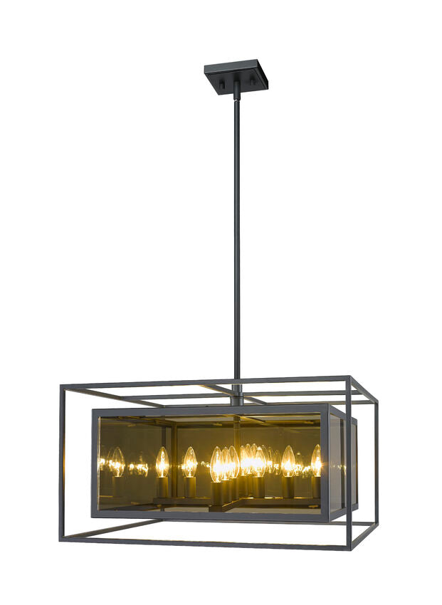 Z-Lite Infinity 24" 12-Light Misty Charcoal Pendant Light With Smoke Mirror Glass Shade