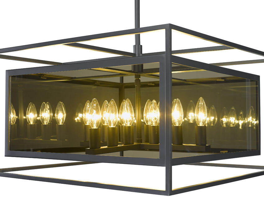 Z-Lite Infinity 24" 12-Light Misty Charcoal Pendant Light With Smoke Mirror Glass Shade