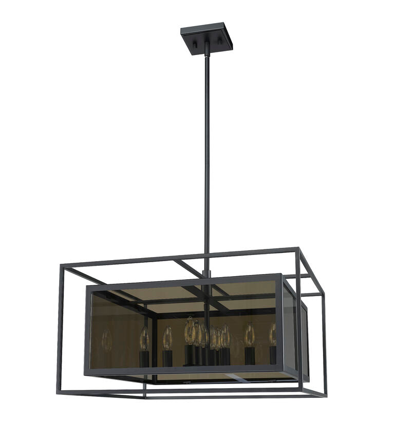 Z-Lite Infinity 24" 12-Light Misty Charcoal Pendant Light With Smoke Mirror Glass Shade