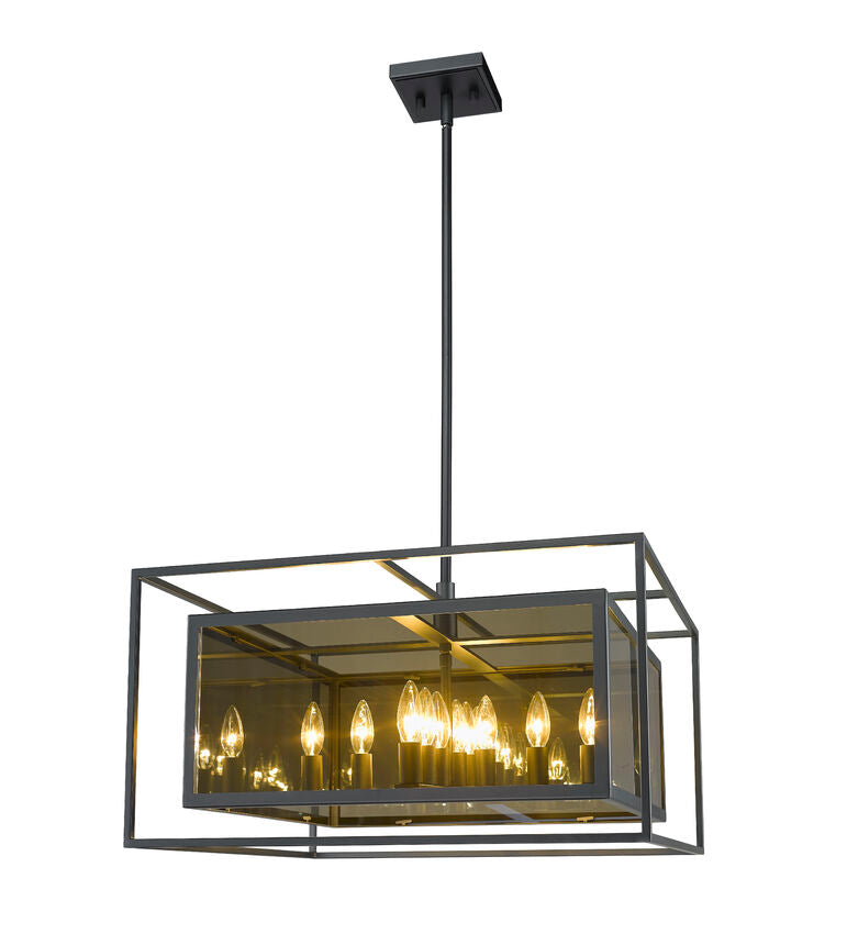 Z-Lite Infinity 24" 12-Light Misty Charcoal Pendant Light With Smoke Mirror Glass Shade