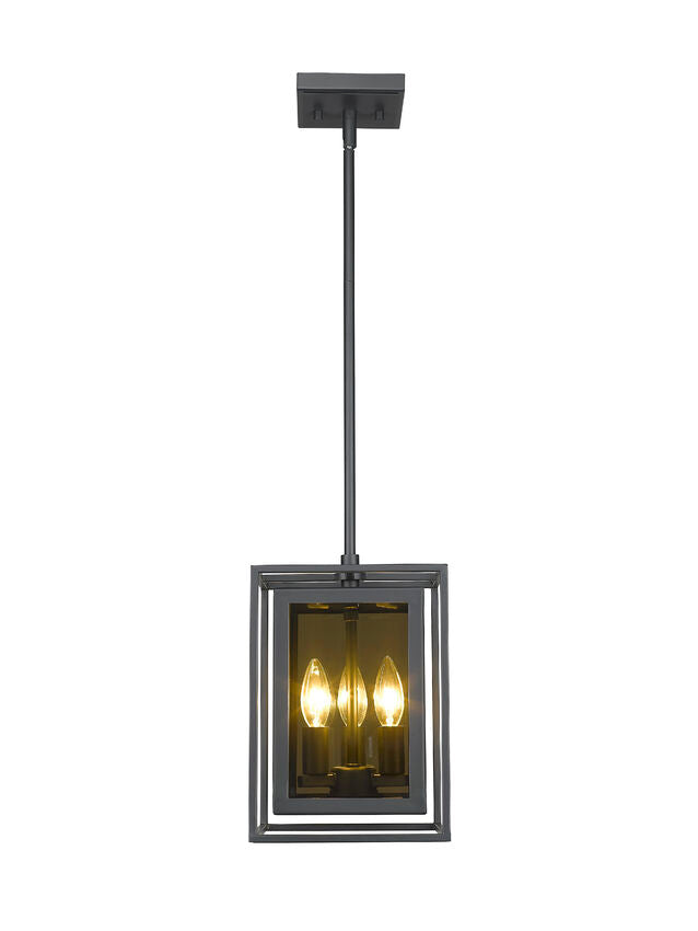 Z-Lite Infinity 8" 3-Light Misty Charcoal Mini Pendant Light With Smoke Mirror Glass Shade