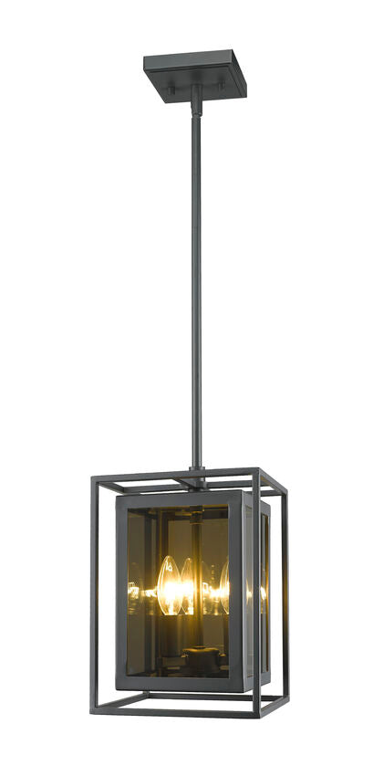 Z-Lite Infinity 8" 3-Light Misty Charcoal Mini Pendant Light With Smoke Mirror Glass Shade
