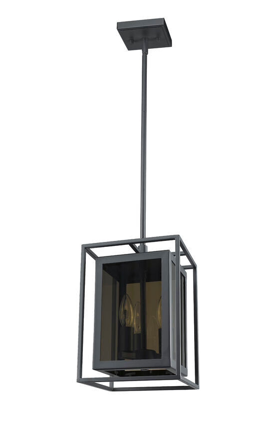 Z-Lite Infinity 8" 3-Light Misty Charcoal Mini Pendant Light With Smoke Mirror Glass Shade