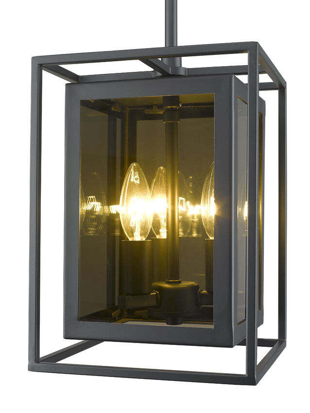 Z-Lite Infinity 8" 3-Light Misty Charcoal Mini Pendant Light With Smoke Mirror Glass Shade