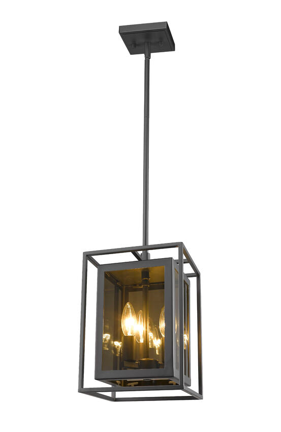 Z-Lite Infinity 8" 3-Light Misty Charcoal Mini Pendant Light With Smoke Mirror Glass Shade