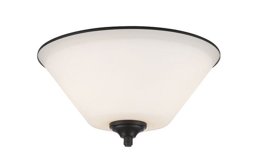 Z-Lite Jarra 13" 2-Light Bronze Steel Flush Mount Lighting With Matte Opal Glass Shade