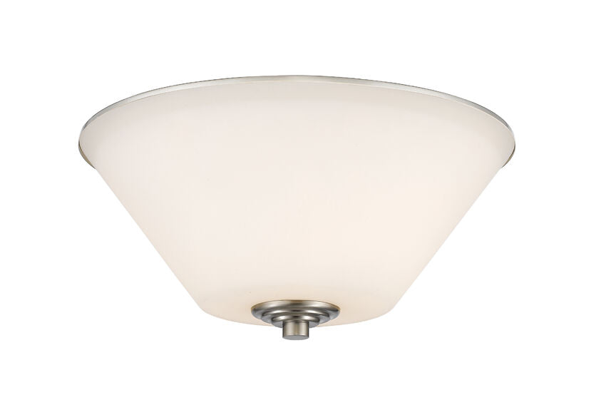 Z-Lite Jarra 13" 2-Light Brushed Nickel Steel Flush Mount Lighting With Matte Opal Glass Shade