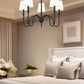 Z-Lite Jisele 30" 5-Light Matte Black Steel Frame White Linen Shade Chandelier