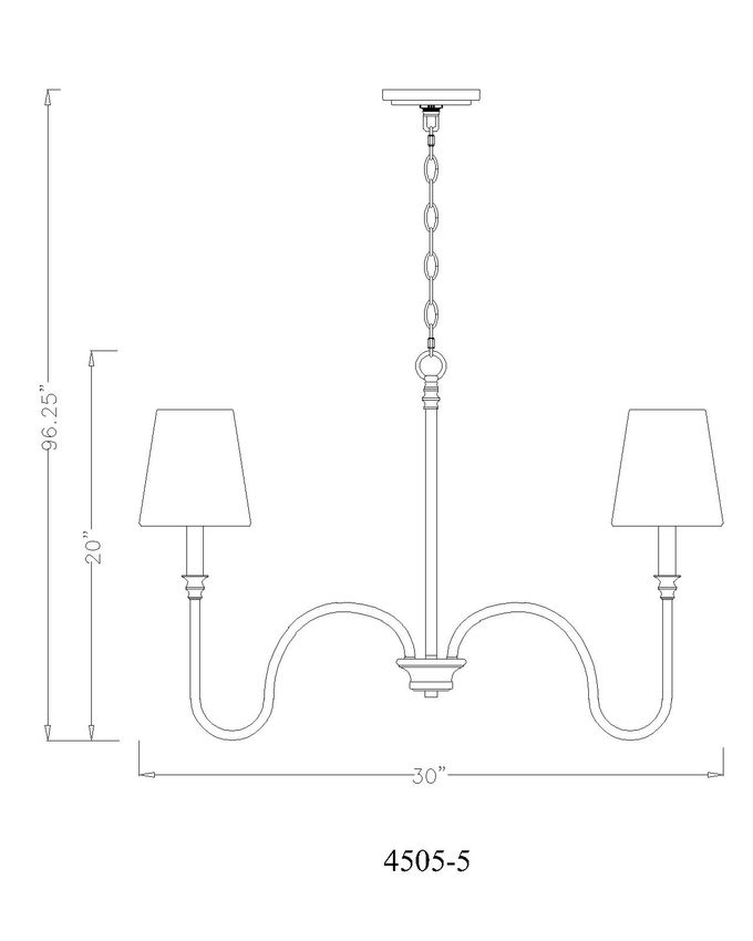 Z-Lite Jisele 30" 5-Light Rubbed Brass Steel Frame White Linen Shade Chandelier