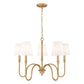 Z-Lite Jisele 30" 5-Light Rubbed Brass Steel Frame White Linen Shade Chandelier
