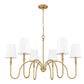 Z-Lite Jisele 42" 6-Light Rubbed Brass Steel Frame White Linen Shade Chandelier