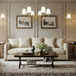 Z-Lite Jisele 42" 6-Light Rubbed Brass Steel Frame White Linen Shade Chandelier