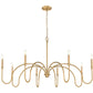 Z-Lite Jisele 59" 8-Light Rubbed Brass Steel Frame White Linen Shade Chandelier