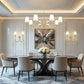 Z-Lite Jisele 59" 8-Light Rubbed Brass Steel Frame White Linen Shade Chandelier