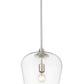 Z-Lite Joliet 12" 1-Light Brushed Nickel Steel Pendant Light With Clear Glass Shade