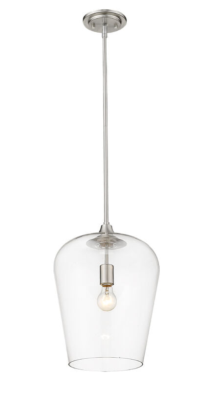 Z-Lite Joliet 12" 1-Light Brushed Nickel Steel Pendant Light With Clear Glass Shade