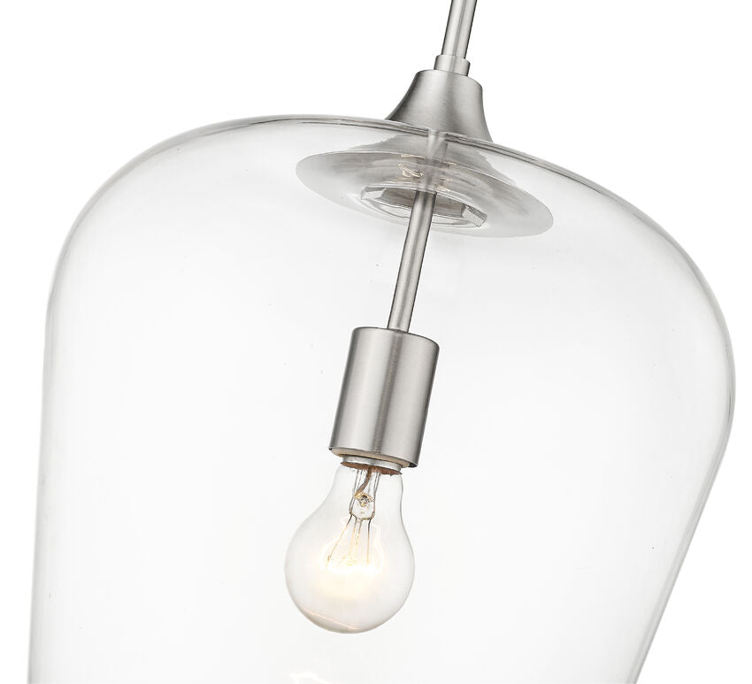 Z-Lite Joliet 12" 1-Light Brushed Nickel Steel Pendant Light With Clear Glass Shade