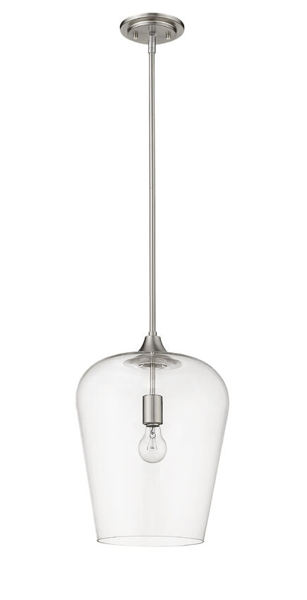 Z-Lite Joliet 12" 1-Light Brushed Nickel Steel Pendant Light With Clear Glass Shade