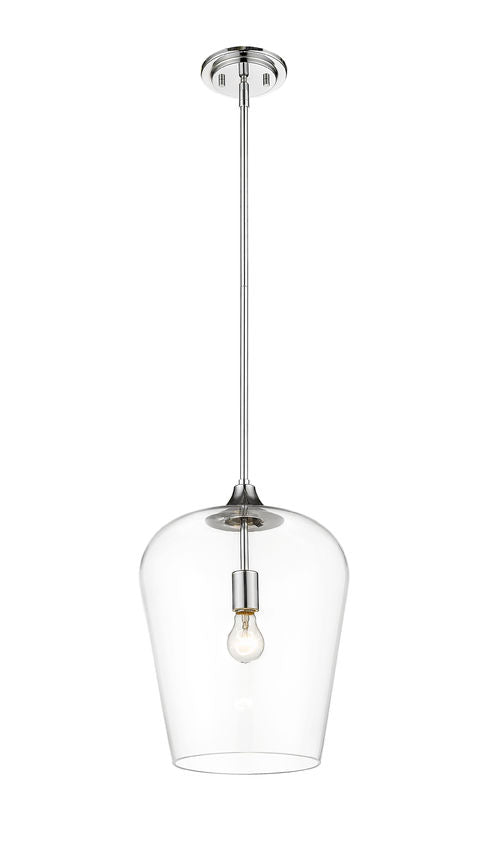 Z-Lite Joliet 12" 1-Light Chrome Steel Pendant Light With Clear Glass Shade