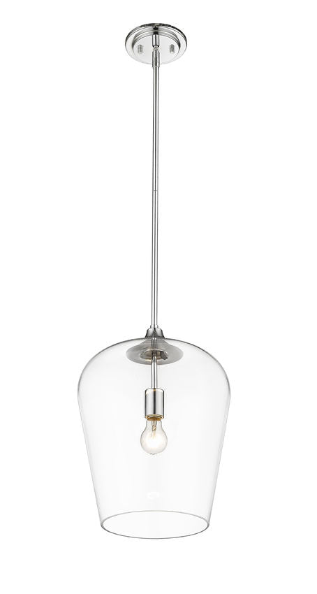 Z-Lite Joliet 12" 1-Light Chrome Steel Pendant Light With Clear Glass Shade