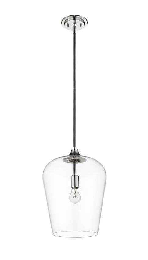 Z-Lite Joliet 12" 1-Light Chrome Steel Pendant Light With Clear Glass Shade