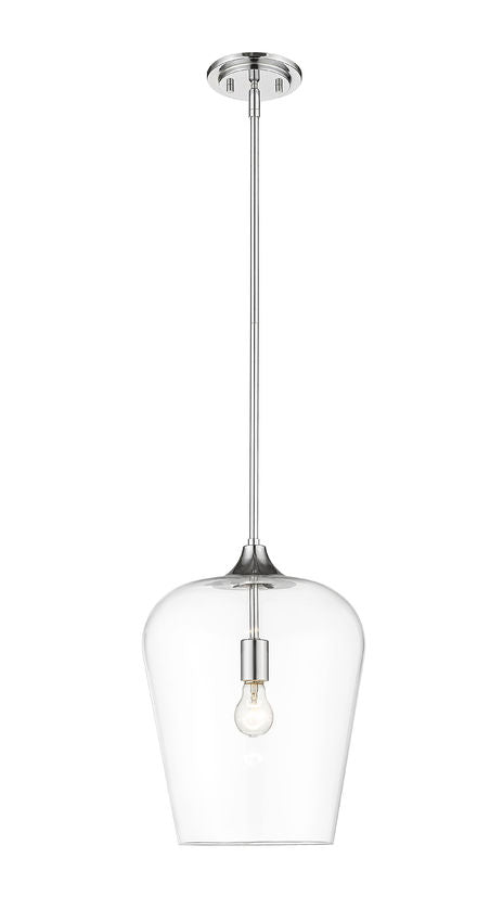 Z-Lite Joliet 12" 1-Light Chrome Steel Pendant Light With Clear Glass Shade