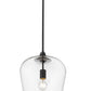 Z-Lite Joliet 12" 1-Light Matte Black Steel Pendant Light With Clear Glass Shade